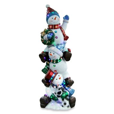 National Tree 5-Foot Pre-Lit Stacked Snowman Decoration | Bed Bath & Beyond