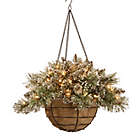 Alternate image 0 for National Tree Company 20-Inch Pre-Lit Glittery Bristle Pine Hanging Basket w/ Warm White LEDs