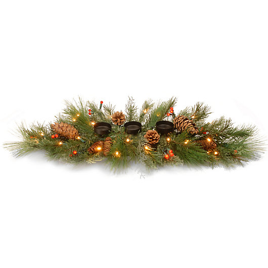 Alternate image 1 for National Tree Company 30-Inch White Pine Pre-Lit Candle Holder Centerpiece with LED Lights