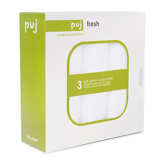Alternate image 1 for Puj® Fresh 3-Pack Soft Cotton Washcloths