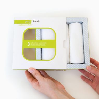 Puj&reg; Fresh 3-Pack Soft Cotton Washcloths. View a larger version of this product image.