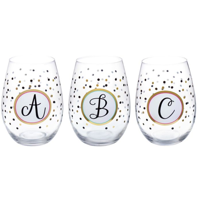Stemless Monogram Letter Wine Glass Bed Bath and Beyond Canada