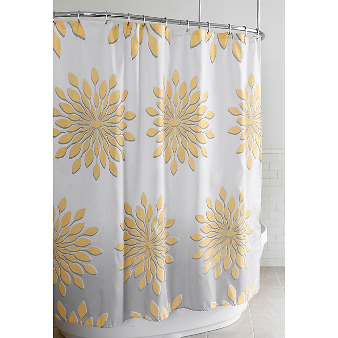 Extra Wide Medina Fl Shower Curtain, White And Yellow Shower Curtain
