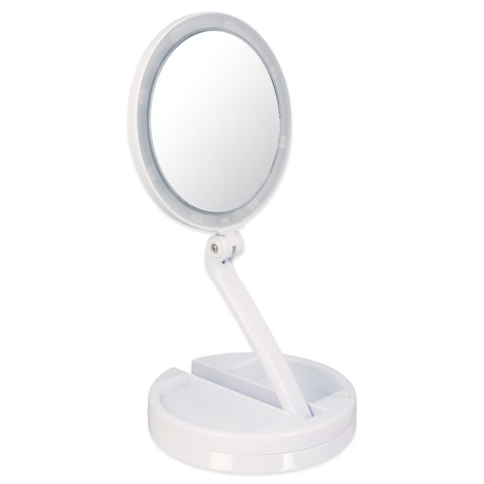 portable 15x lighted magnifying makeup mirror