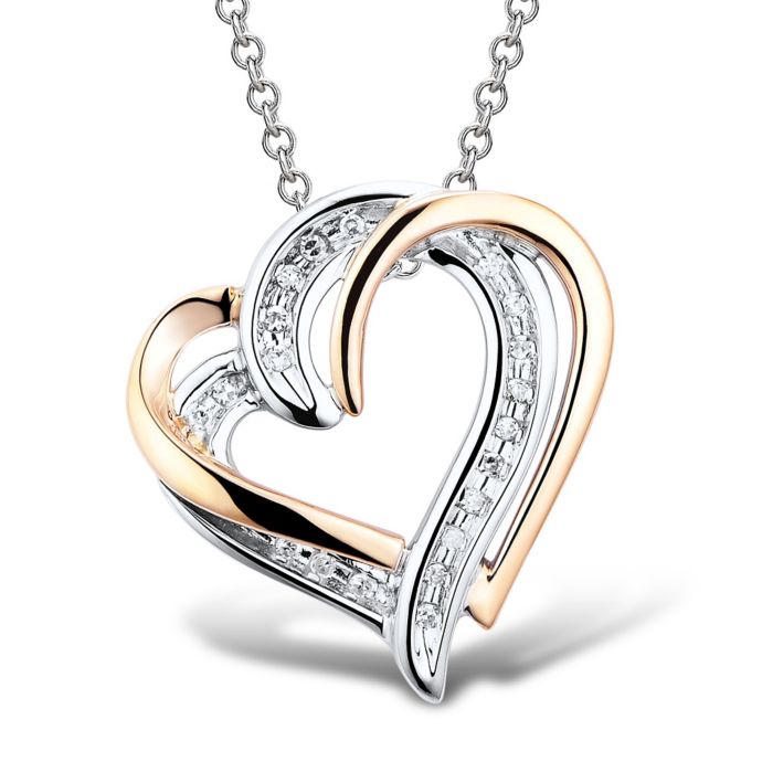 Rose Gold Diamond Heart Necklace Pictures