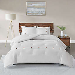 Madison Park Finely Waffle Weave Full/Queen Duvet Cover Set in White