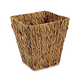Square Woven Water Hyacinth Bucket in Natural