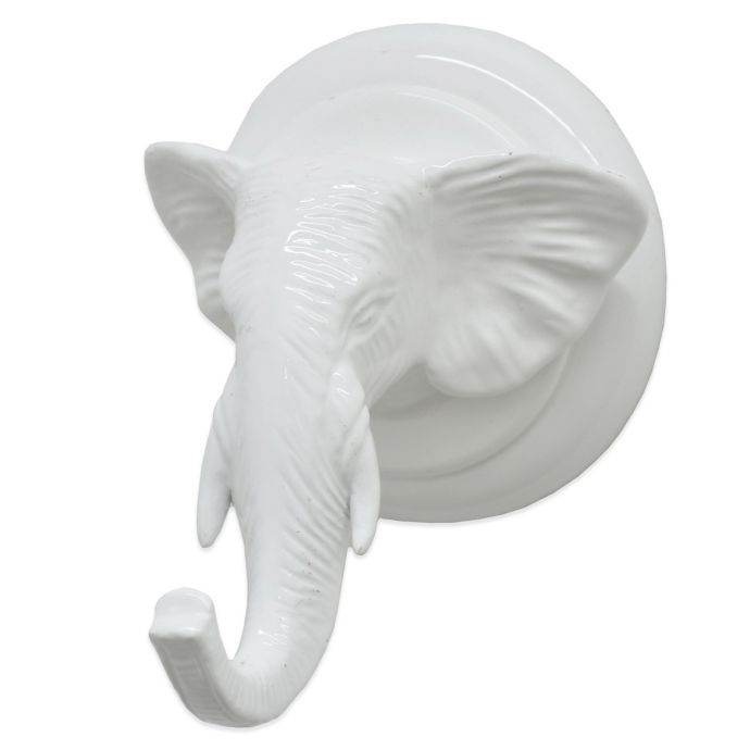 Small Elephant Head Wall Hook in Gloss White | Bed Bath & Beyond