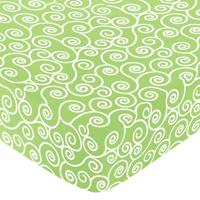 Sweet Jojo Designs Olivia Fitted Crib Sheet In Green Scroll