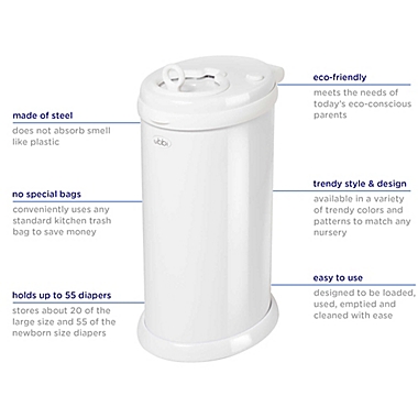 Ubbi&reg; Diaper Pail in White. View a larger version of this product image.