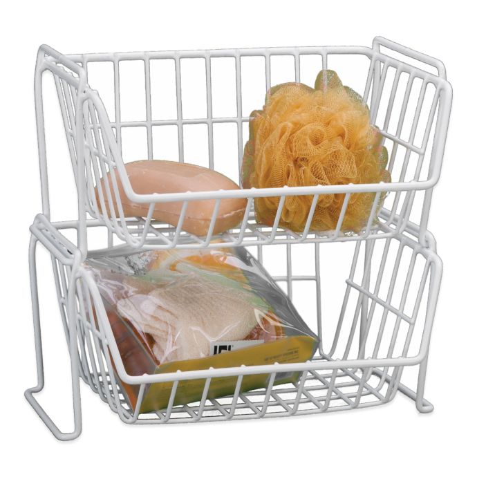 Grayline Stacking Basket in White Bed Bath and Beyond Canada