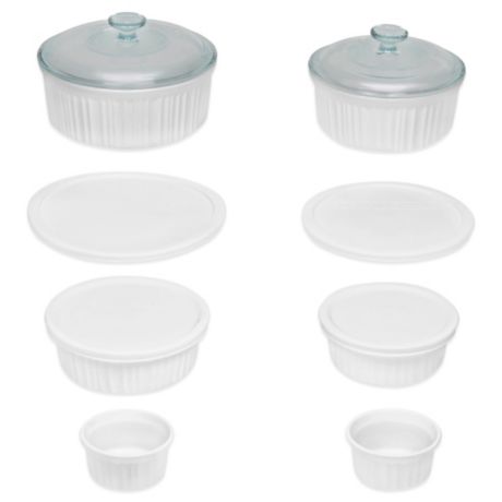 Renewed 12-Piece CorningWare French White Round and Oval Ceramic Bakeware