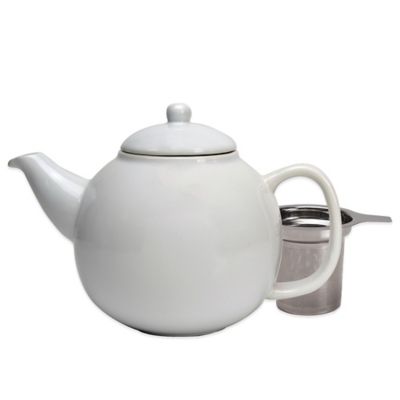 Primula&reg; Ceramic Teapot  with Stainless Steel Infuser in White