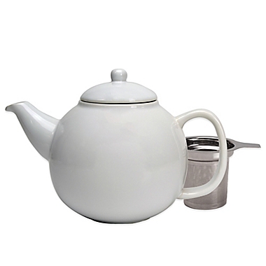 Primula&reg; Ceramic Teapot  with Stainless Steel Infuser in White. View a larger version of this product image.