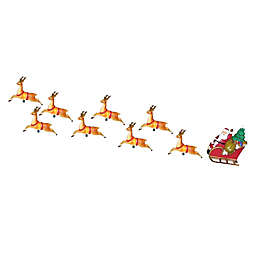 Kurt Adler 10-Light Santa Sleigh and 8 Reindeer Light Set