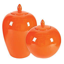 A&B Home Ceramic Lidded Jar in Orange