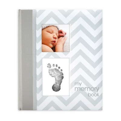Pearhead Chevron &quot;My Record Book&quot; Baby Book in Grey