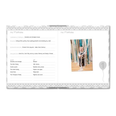 Pearhead Chevron &quot;My Record Book&quot; Baby Book in Grey. View a larger version of this product image.