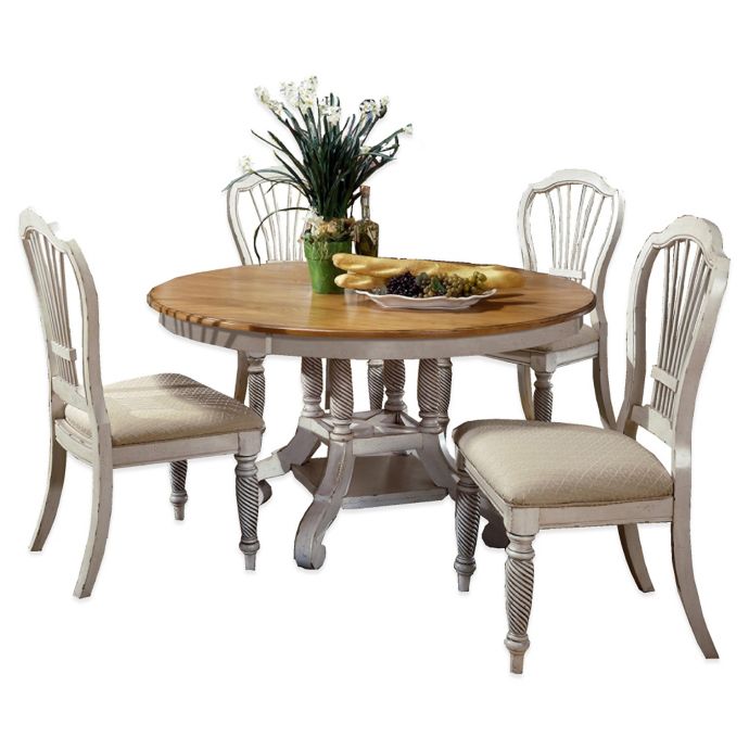 Hillsdale Wilshire 5 Piece Oval Dining Set With Wheat Back Chairs Bed Bath Beyond