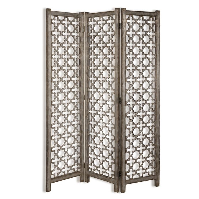 Uttermost Quatrefoil 3 Panel Burnished Room Divider Floor