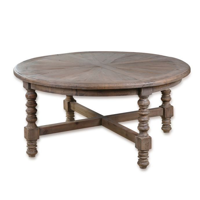 Reclaimed Round Coffee Table : Fargo 40" Round Reclaimed Wood Coffee Table | Pottery Barn ... - Ryan 36 round reclaimed wood and metal pedestal coffee table is a chic way to add functional décor to your living space.