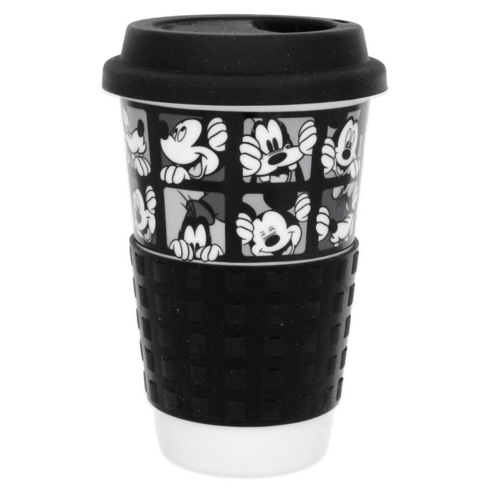 Zrike Disney Mickey Grid Single Wall Travel Mug In Black White Bed Bath Beyond