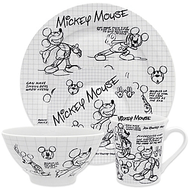 Set of 4 Disney Sketchbook Mickey Salad Plate 
