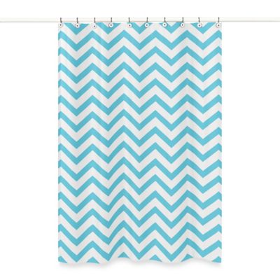 blue and white chevron shower curtain