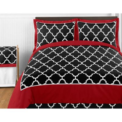 Sweet Jojo Designs Trellis Bedding Collection In Red Black Bed