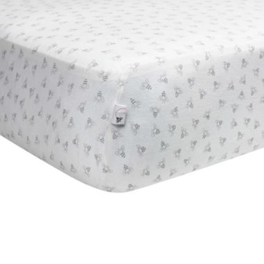 Burt&#39;s Bees Baby&reg; Honeybee Organic Cotton Fitted Crib Sheet in Heather Grey. View a larger version of this product image.