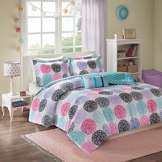 Purple & Pink Polka Dot Cotton Touch  Comforter Set W/ Sheet HIGH QUALITY 