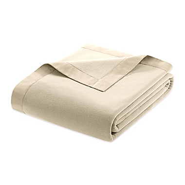 True North by Sleep Philosophy Microfleece Full/Queen Blanket with Satin Binding in Natural. View a larger version of this product image.