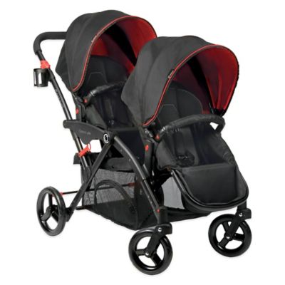 red and black double stroller