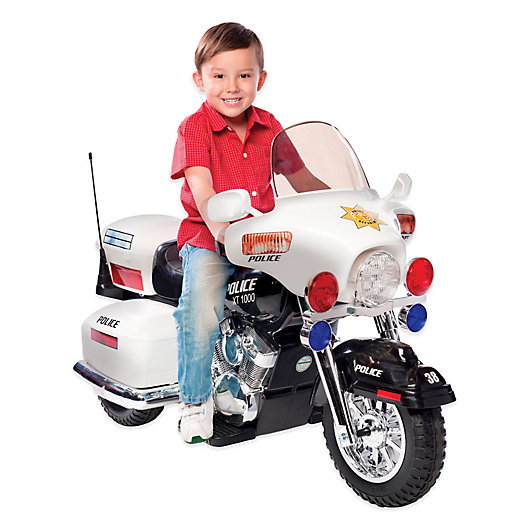 Alternate image 1 for Kid Motorz Patrol H. Police 12-Volt Motorcycle Ride-On in White