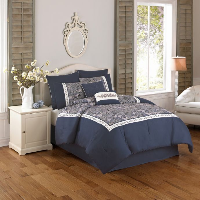 Olivia 6 8 Piece Comforter Set In Blue Bed Bath Beyond