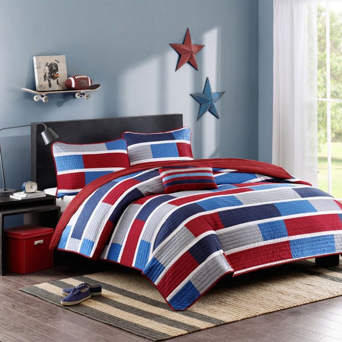 Mi Zone Bradley Colorblock Printed Coverlet Bedding Set Bed Bath