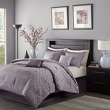 Madison Park Biloxi 6-Piece Full/Queen Duvet Set in Purple. View a larger version of this product image.