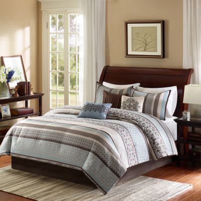 Madison Park Princeton 7 Piece Comforter Set In Blue