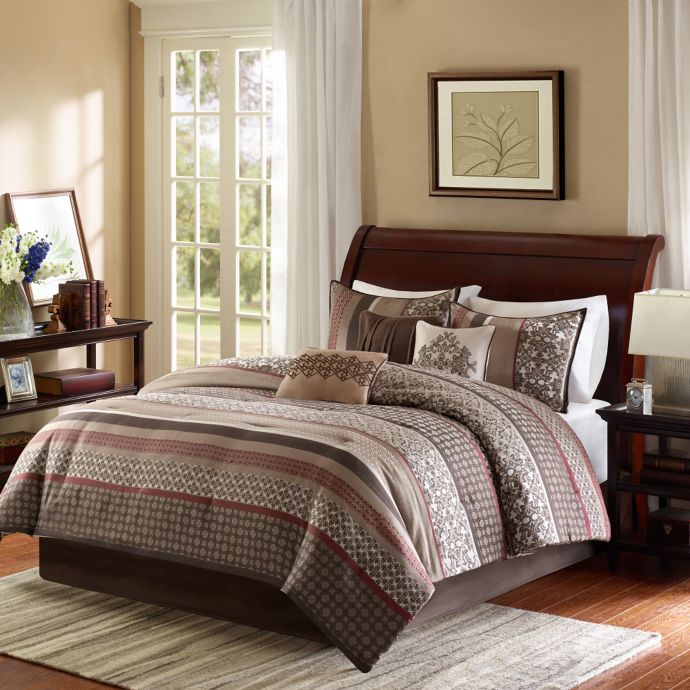 Madison Park Princeton 7 Piece Comforter Set In Red Bed Bath And