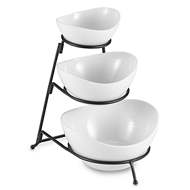 B. Smith&reg; 3-Tier Serving Bowl Set in White. View a larger version of this product image.