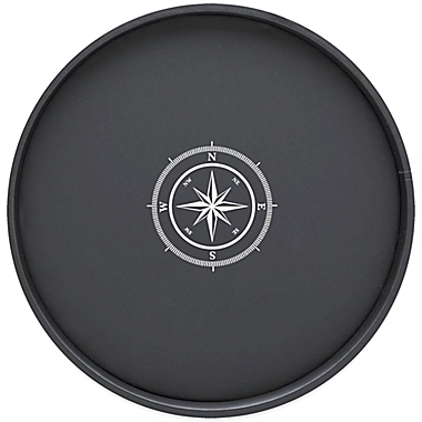 Kraftware&trade; Compass Point Round Tray in Black. View a larger version of this product image.