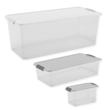 Curver® Latch Mates Storage Container with Lid in Clear/Grey | Bed Bath Beyond