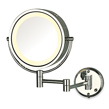 Jerdon 8X/1X Fog-Free Halo Lighted Wall Mount Mirror in Chrome. View a larger version of this product image.