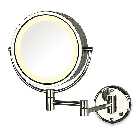 Alternate image 1 for Jerdon 8X/1X Fog-Free Halo Lighted Wall Mount Mirror in Chrome
