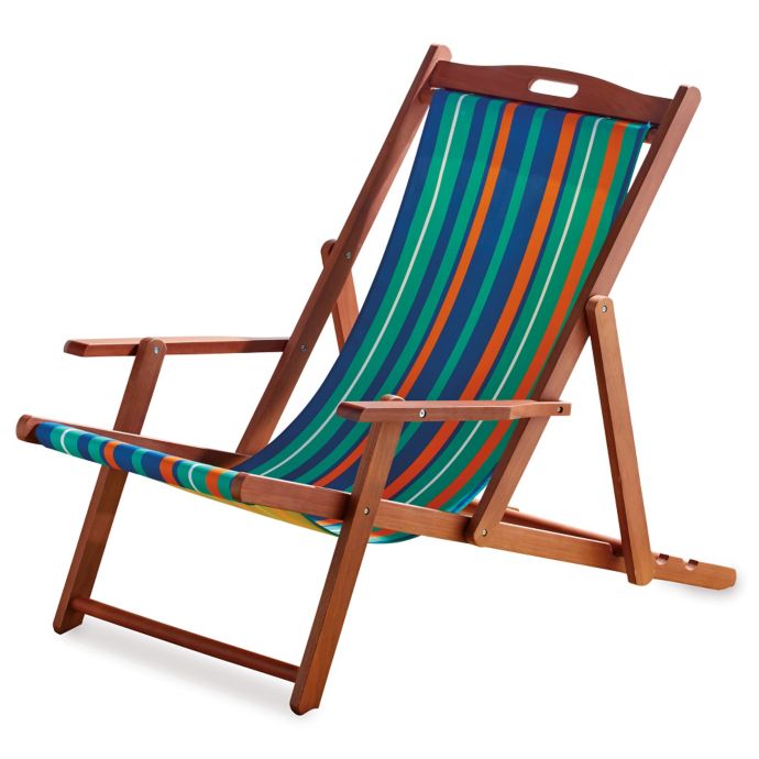 Resort Striped Folding Wood Beach Chair | Bed Bath & Beyond