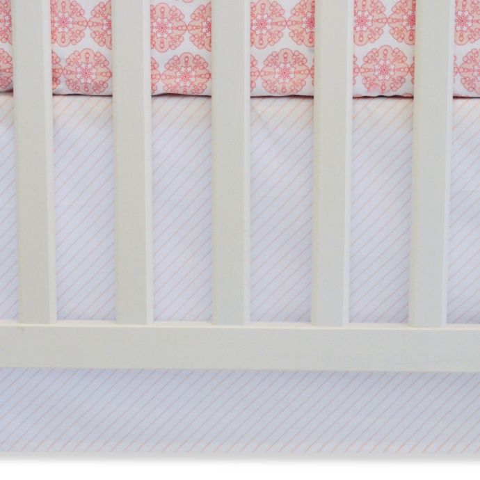 Oliver B Mix Match Flat Panel Striped Crib Skirt In Pink White