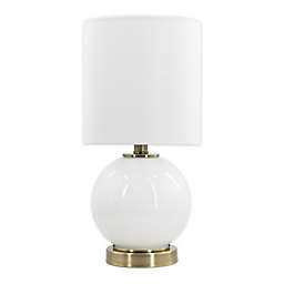Designs Direct Glass Lamp with Metal Base and White Linen Shade