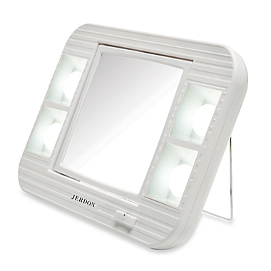 Jerdon 5X/1X LED Lighted Makeup Mirror in White. View a larger version of this product image.