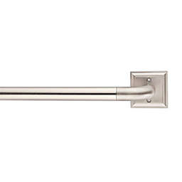 Cambria® Blockout 1" Diameter Square Plate Single Curtain Rod in Brushed Nickel