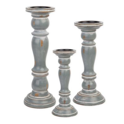 Heritage Home Blue Wooden Candle Holder